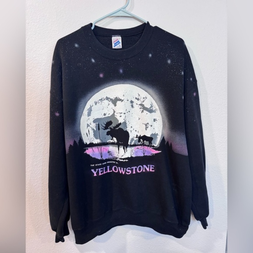 Vintage Jerzees Yellowstone Black Crewneck Size XL